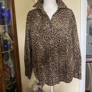 CHAPS Classic Leopard Button Down Shirt